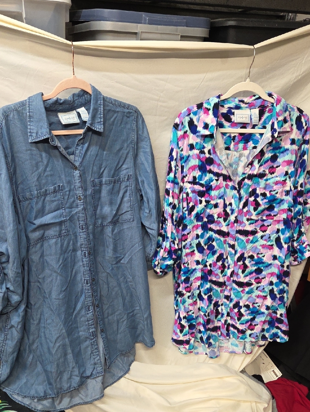 2 Lightweight Long Button-Down Shirt - Casual Women’s Top CG I CG 2XL